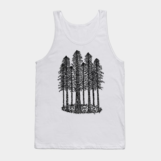 Cathedral Ring Sketch (Coastal Redwoods) Tank Top by Hinterlund